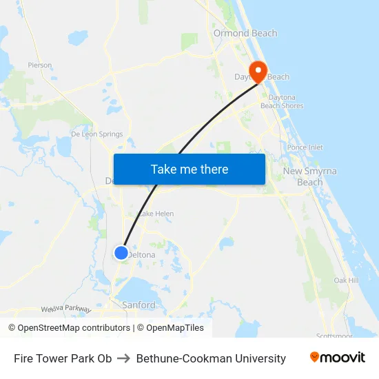 Fire Tower Park Ob to Bethune-Cookman University map