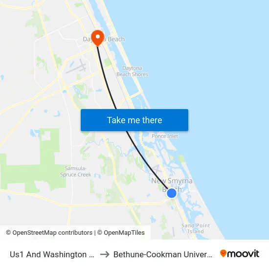 Us1 And Washington Ob to Bethune-Cookman University map