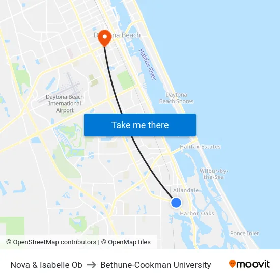 Nova & Isabelle Ob to Bethune-Cookman University map