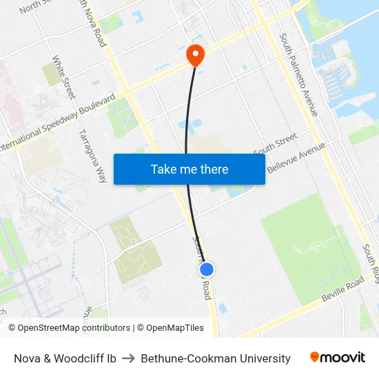 Nova & Woodcliff Ib to Bethune-Cookman University map