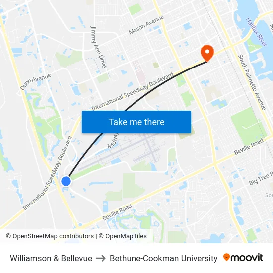 Williamson & Bellevue to Bethune-Cookman University map