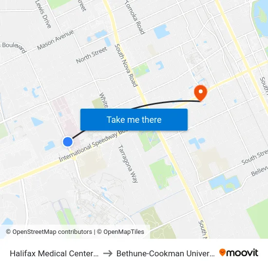 Halifax Medical Center Ob to Bethune-Cookman University map