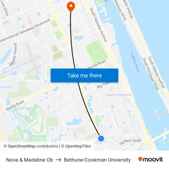Nova & Madeline Ob to Bethune-Cookman University map