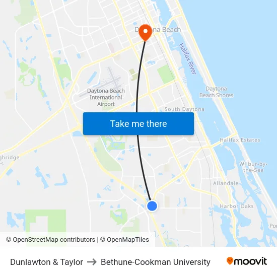 Dunlawton & Taylor to Bethune-Cookman University map