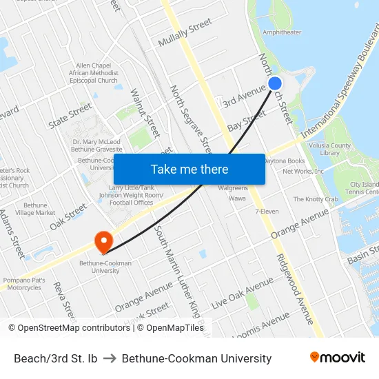 Beach/3rd St. Ib to Bethune-Cookman University map