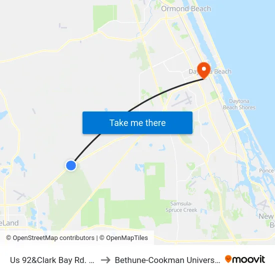 Us 92&Clark Bay Rd.  Ob to Bethune-Cookman University map