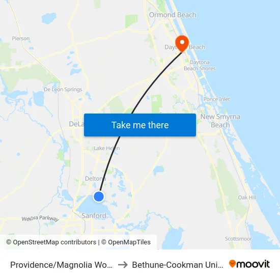 Providence/Magnolia Woods Ct. to Bethune-Cookman University map
