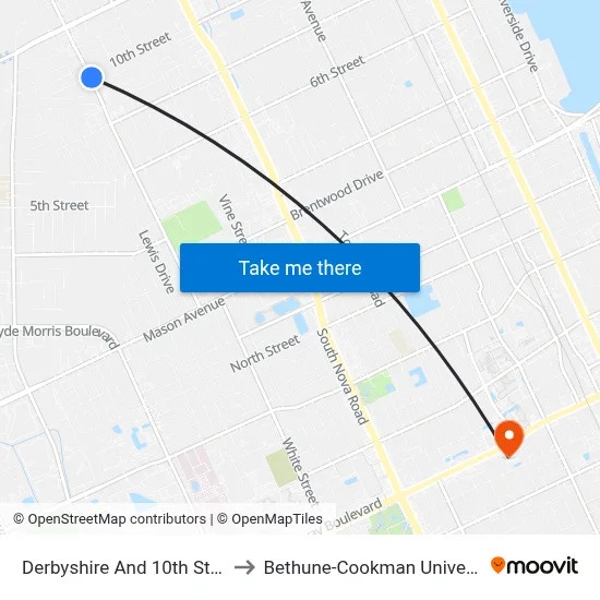 Derbyshire And 10th St. Ob to Bethune-Cookman University map