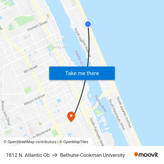 1812 N. Atlantic Ob to Bethune-Cookman University map