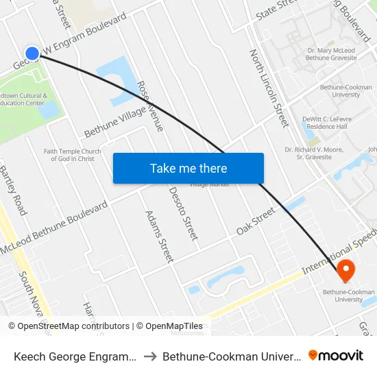 Keech  George Engram Ob to Bethune-Cookman University map