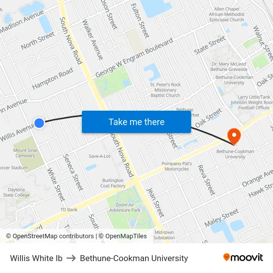 Willis White Ib to Bethune-Cookman University map