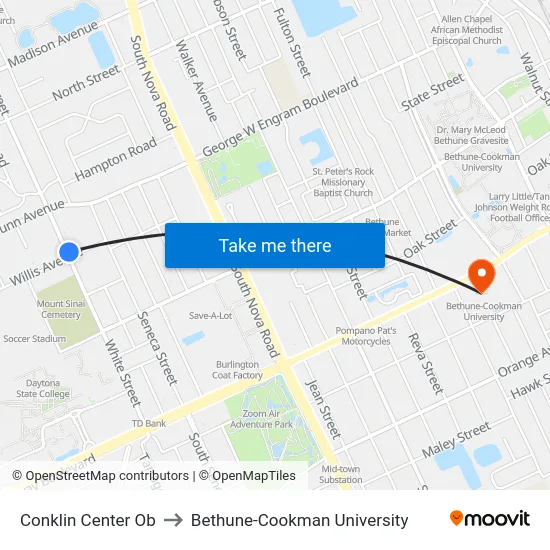 Conklin Center Ob to Bethune-Cookman University map