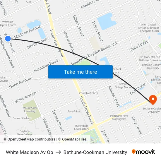 White   Madison Av Ob to Bethune-Cookman University map