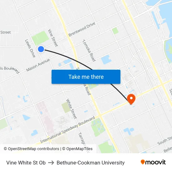 Vine   White St Ob to Bethune-Cookman University map