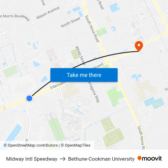 Midway  Intl Speedway to Bethune-Cookman University map