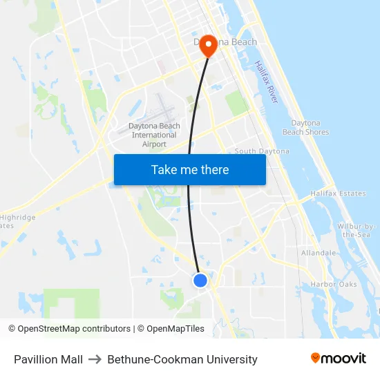 Pavillion Mall to Bethune-Cookman University map
