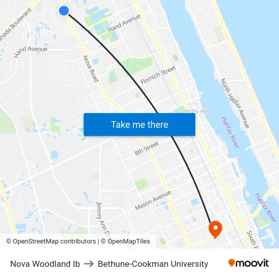 Nova  Woodland Ib to Bethune-Cookman University map