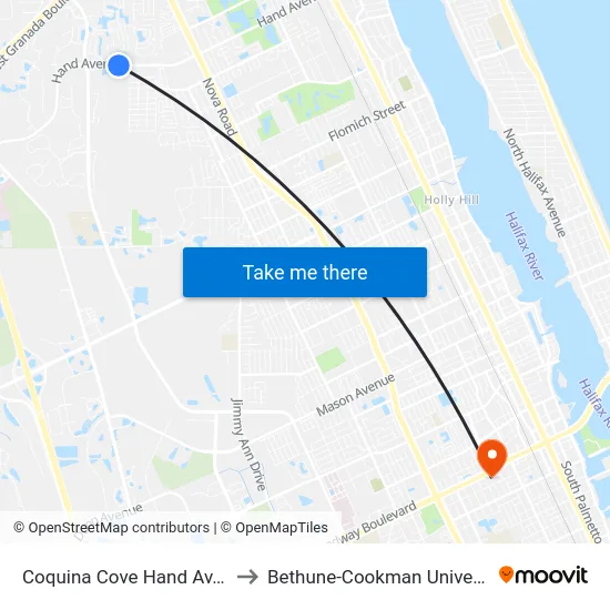 Coquina Cove  Hand Av. Ob to Bethune-Cookman University map