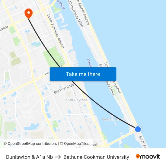 Dunlawton & A1a Nb to Bethune-Cookman University map