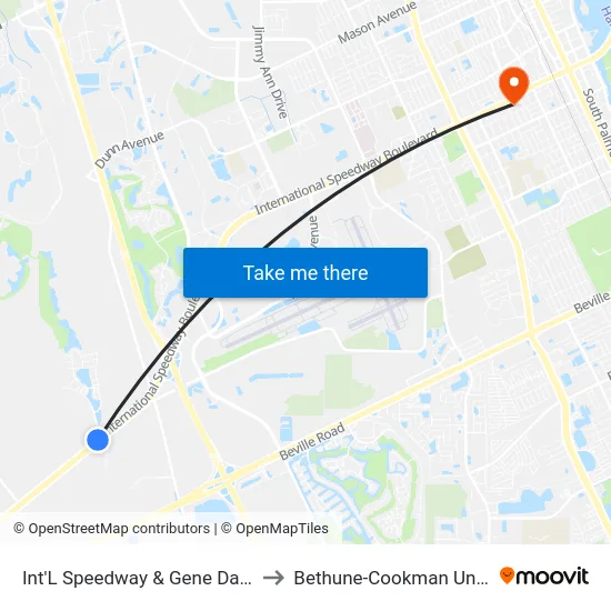 Int'L Speedway & Gene Daniels Ob to Bethune-Cookman University map