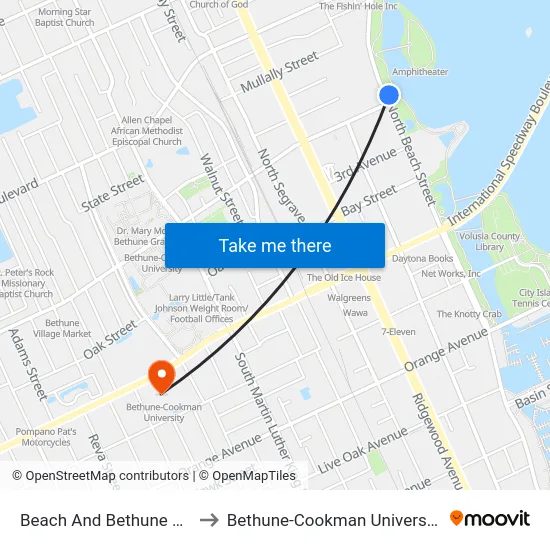 Beach And Bethune Nb to Bethune-Cookman University map