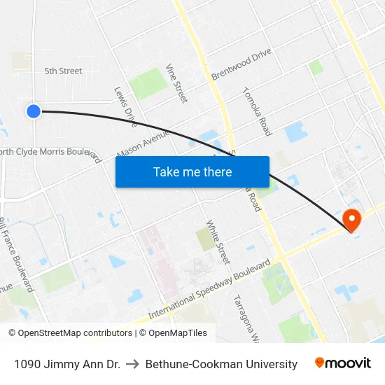 1090 Jimmy Ann Dr. to Bethune-Cookman University map