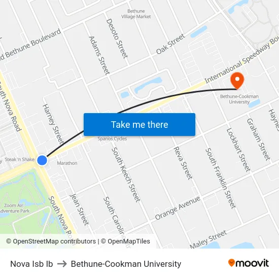 Nova  Isb Ib to Bethune-Cookman University map