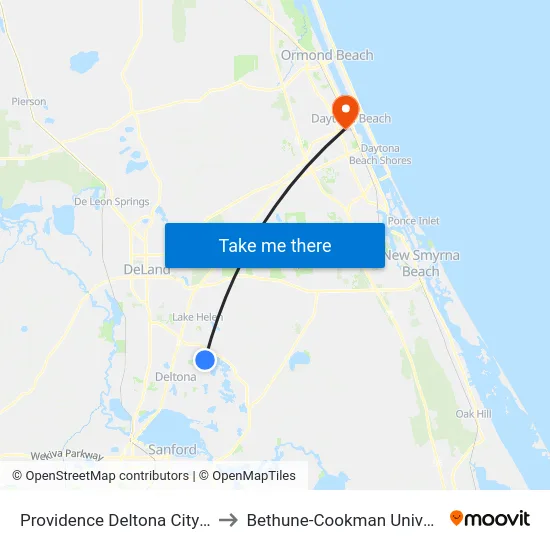 Providence  Deltona City Hall to Bethune-Cookman University map