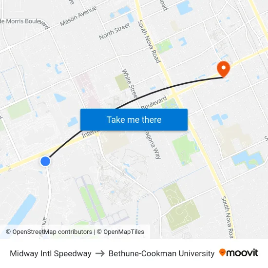 Midway  Intl Speedway to Bethune-Cookman University map