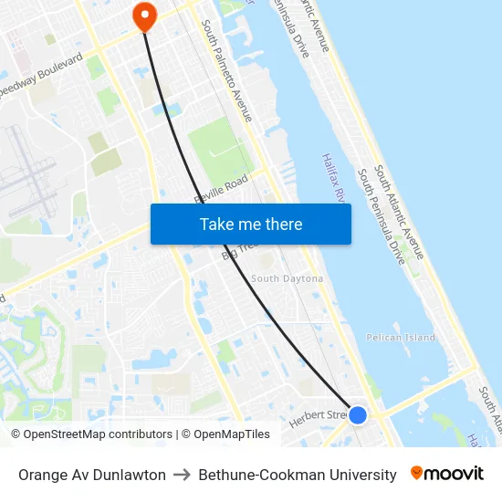 Orange Av  Dunlawton to Bethune-Cookman University map