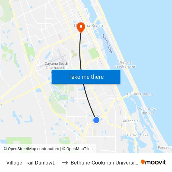Village Trail  Dunlawton to Bethune-Cookman University map