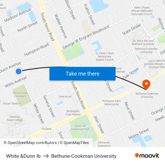 White &Dunn Ib to Bethune-Cookman University map