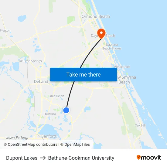 Dupont Lakes to Bethune-Cookman University map