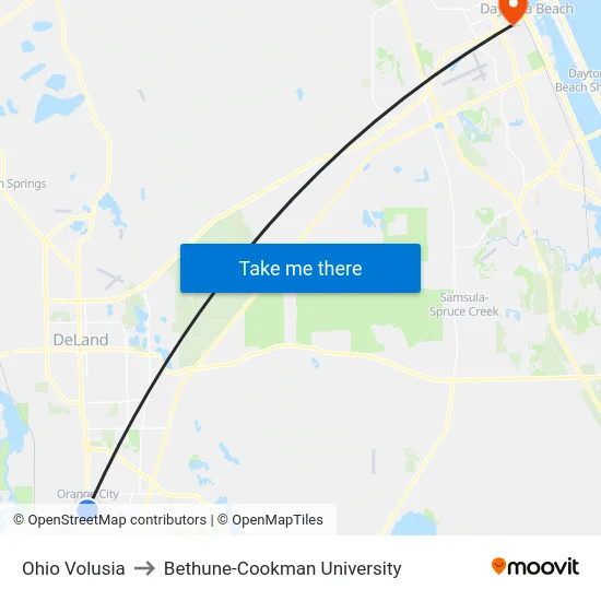 Ohio  Volusia to Bethune-Cookman University map