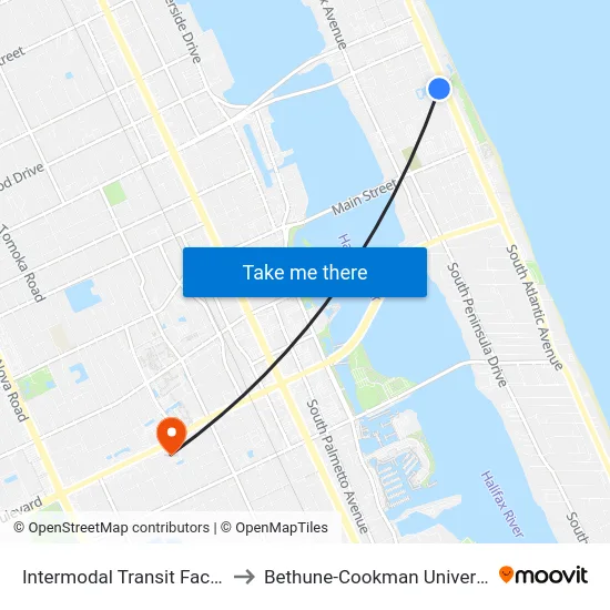 Intermodal Transit Facility to Bethune-Cookman University map