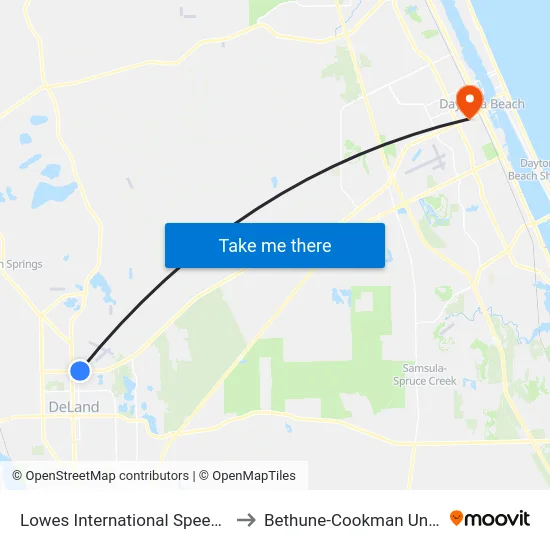Lowes  International Speedway  Ob to Bethune-Cookman University map