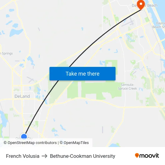 French Volusia to Bethune-Cookman University map