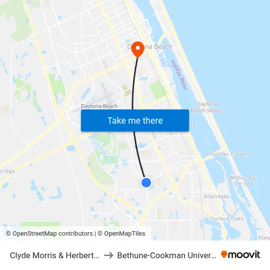 Clyde Morris & Herbert Ob to Bethune-Cookman University map