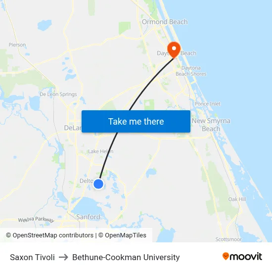 Saxon  Tivoli to Bethune-Cookman University map
