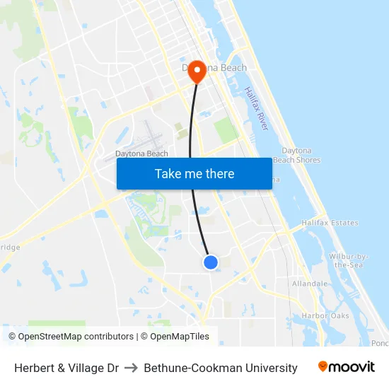 Herbert & Village Dr to Bethune-Cookman University map