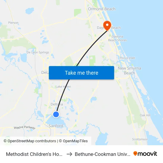 Methodist Children's Home 21 to Bethune-Cookman University map