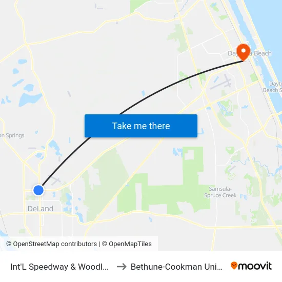 Int'L Speedway & Woodland Sb to Bethune-Cookman University map