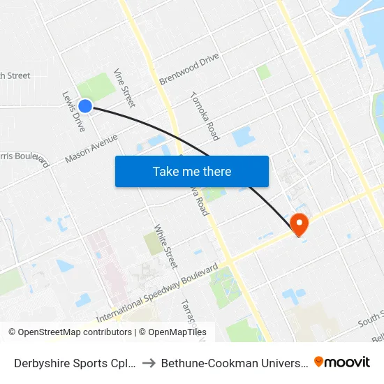 Derbyshire Sports Cplex to Bethune-Cookman University map