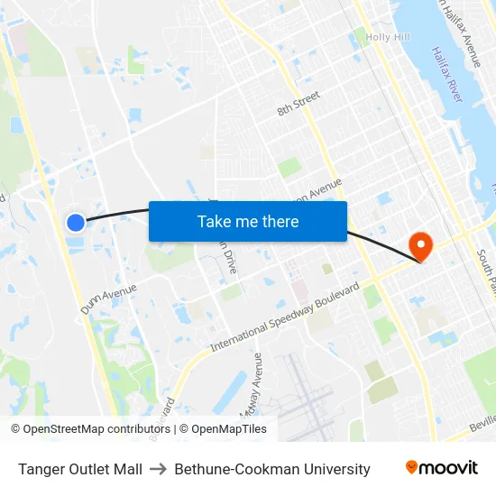 Tanger Outlet Mall to Bethune-Cookman University map