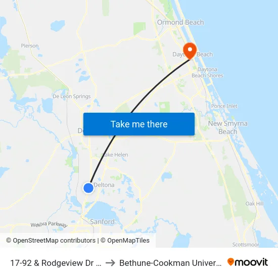17-92 & Rodgeview Dr Nb to Bethune-Cookman University map