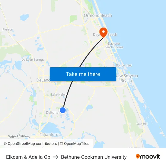 Elkcam & Adelia Ob to Bethune-Cookman University map