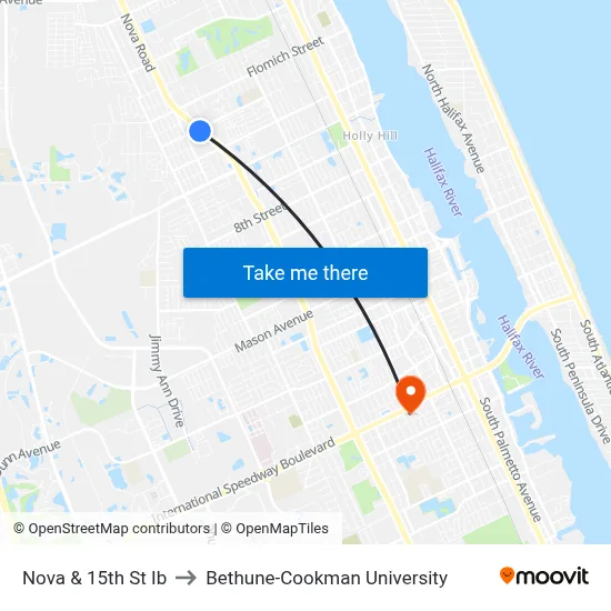 Nova & 15th St Ib to Bethune-Cookman University map