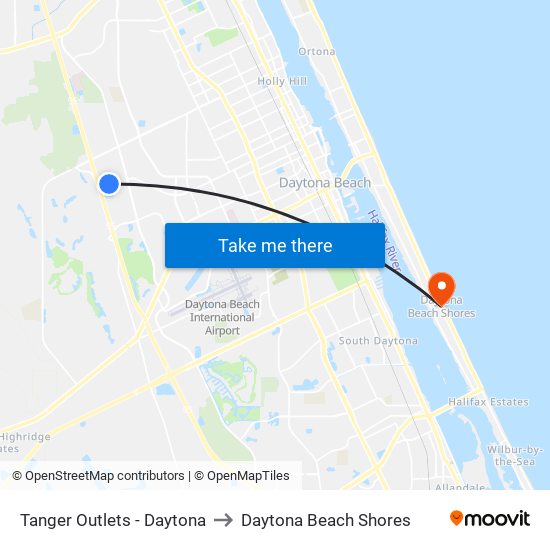 Tanger Outlets - Daytona to Daytona Beach Shores map