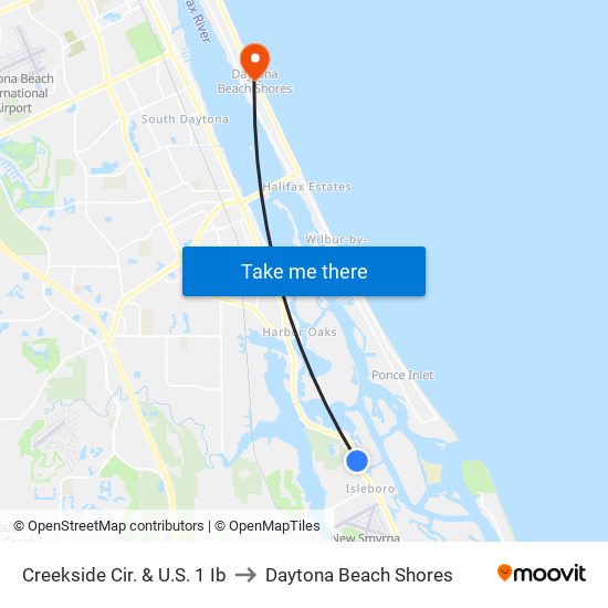 Creekside Cir. & U.S. 1 Ib to Daytona Beach Shores map