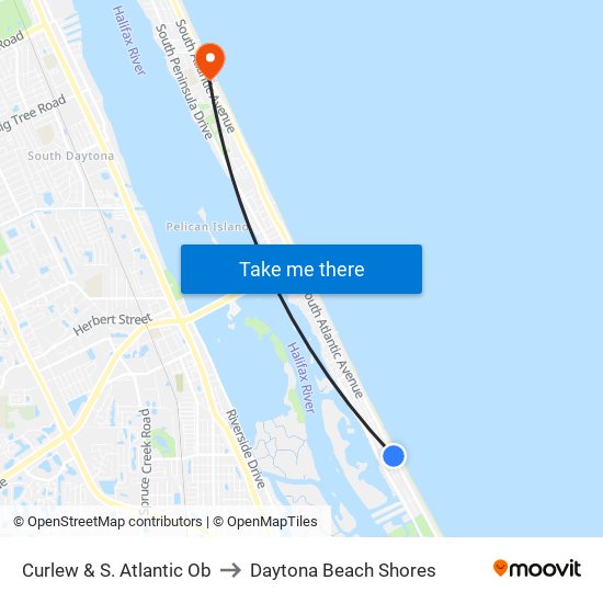 Curlew & S. Atlantic Ob to Daytona Beach Shores map
